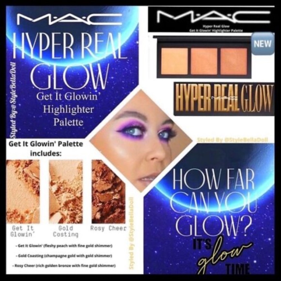New MAC Hyper Real Glow Highlighter Palette GET IT GLOWIN, Gold Shimmer Hues - Picture 2 of 3